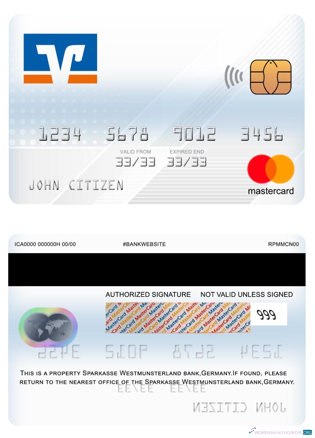 Download Germany Volksbank mastercard Photoshop template